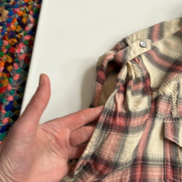 Harley Davidson Short Sleeve Pink Plaid Button Down Shirt - Picture 3 of 9